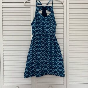 Nautical Coastal Preppy Dress Blue Patterned Sundress with Bow Detail Sz 2